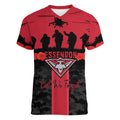 Personalised Essendon Football ANZAC Day Women V-Neck T-Shirt Bombers Poppy Lest We Forget