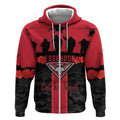 Personalised Essendon Football ANZAC Day Zip Hoodie Bombers Poppy Lest We Forget