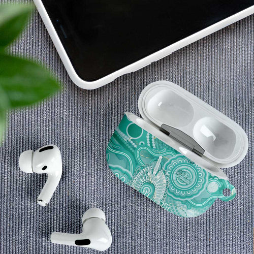50 Years Deadly NAIDOC Week 2026 Personalised AirPods Case Dhari Cyan Indigenous Art