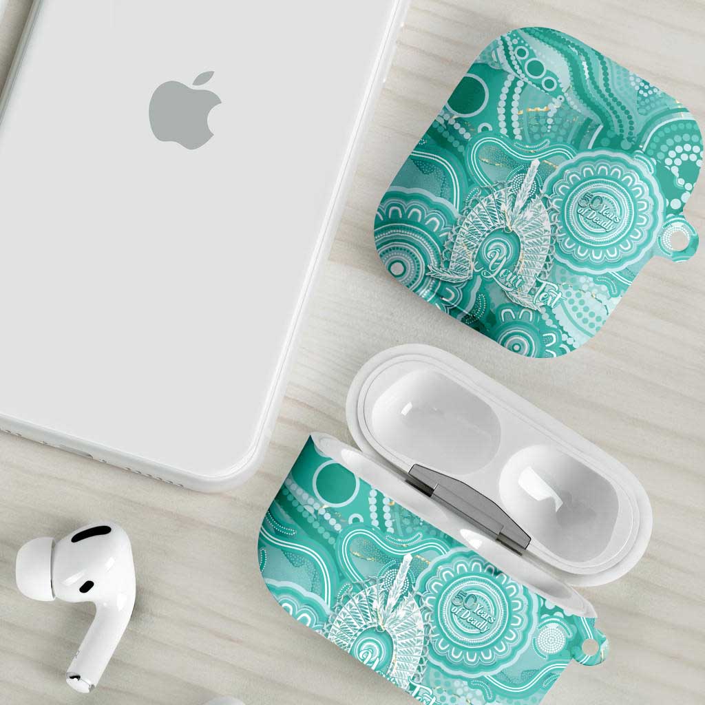 50 Years Deadly NAIDOC Week 2026 Personalised AirPods Case Dhari Cyan Indigenous Art