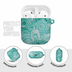 50 Years Deadly NAIDOC Week 2026 Personalised AirPods Case Dhari Cyan Indigenous Art