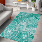 50 Years Deadly NAIDOC Week 2026 Personalised Area Rug Dhari Cyan Indigenous Art