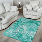 50 Years Deadly NAIDOC Week 2026 Personalised Area Rug Dhari Cyan Indigenous Art