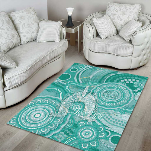 50 Years Deadly NAIDOC Week 2026 Personalised Area Rug Dhari Cyan Indigenous Art