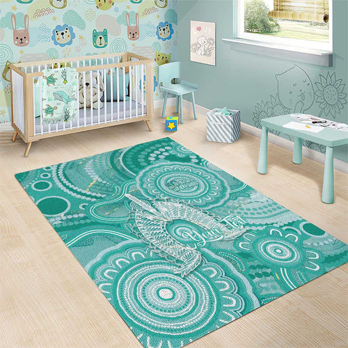 50 Years Deadly NAIDOC Week 2026 Personalised Area Rug Dhari Cyan Indigenous Art