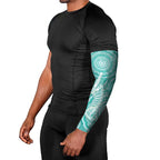 50 Years Deadly NAIDOC Week 2026 Personalised Arm Sleeves Dhari Cyan Indigenous Art