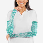 50 Years Deadly NAIDOC Week 2026 Personalised Arm Sleeves Dhari Cyan Indigenous Art