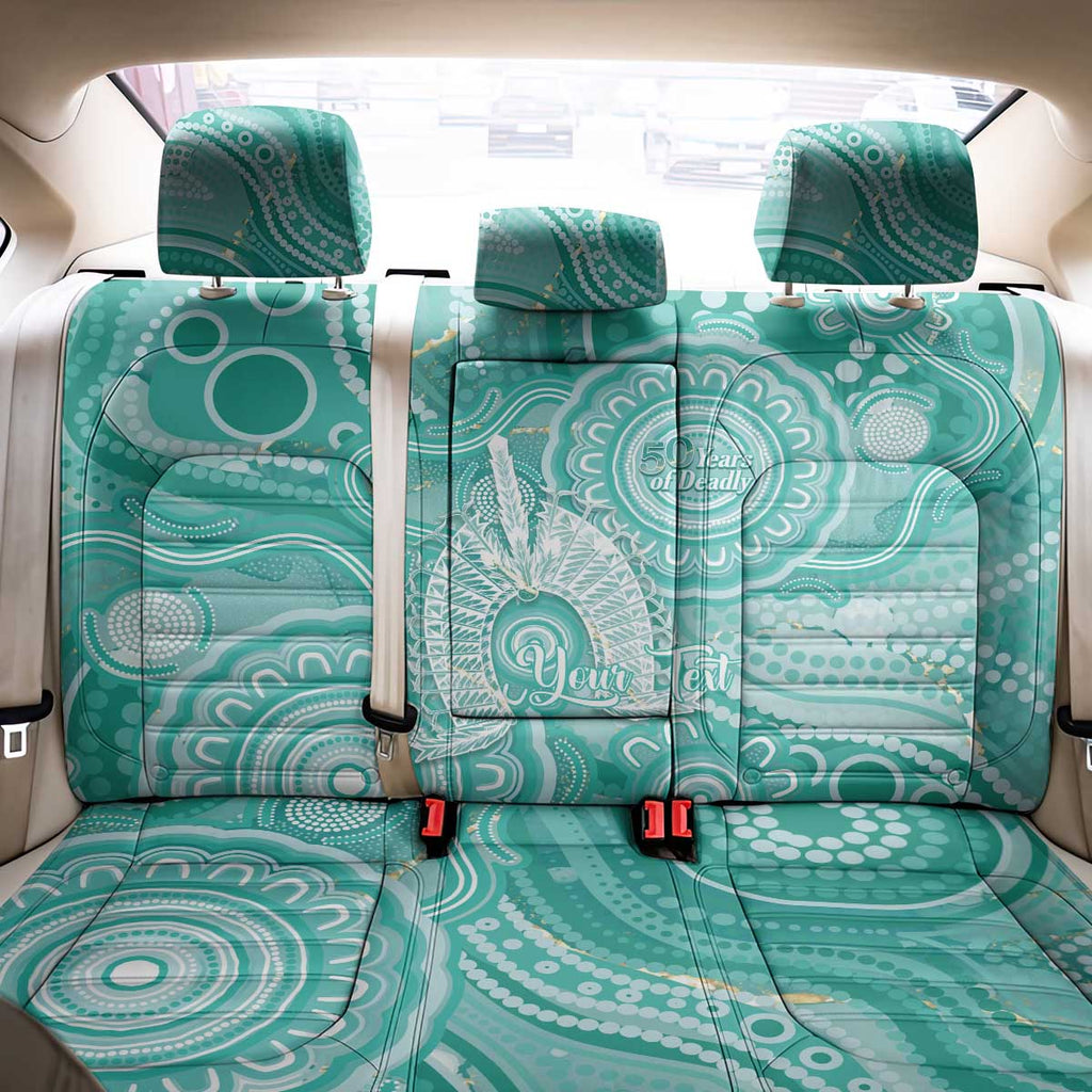 50 Years Deadly NAIDOC Week 2026 Personalised Back Car Seat Cover Dhari Cyan Indigenous Art