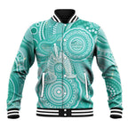 50 Years Deadly NAIDOC Week 2026 Personalised Baseball Jacket Dhari Cyan Indigenous Art
