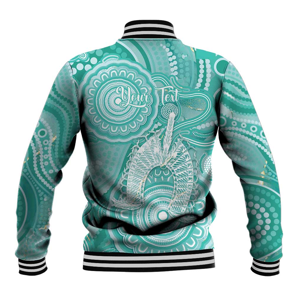 50 Years Deadly NAIDOC Week 2026 Personalised Baseball Jacket Dhari Cyan Indigenous Art