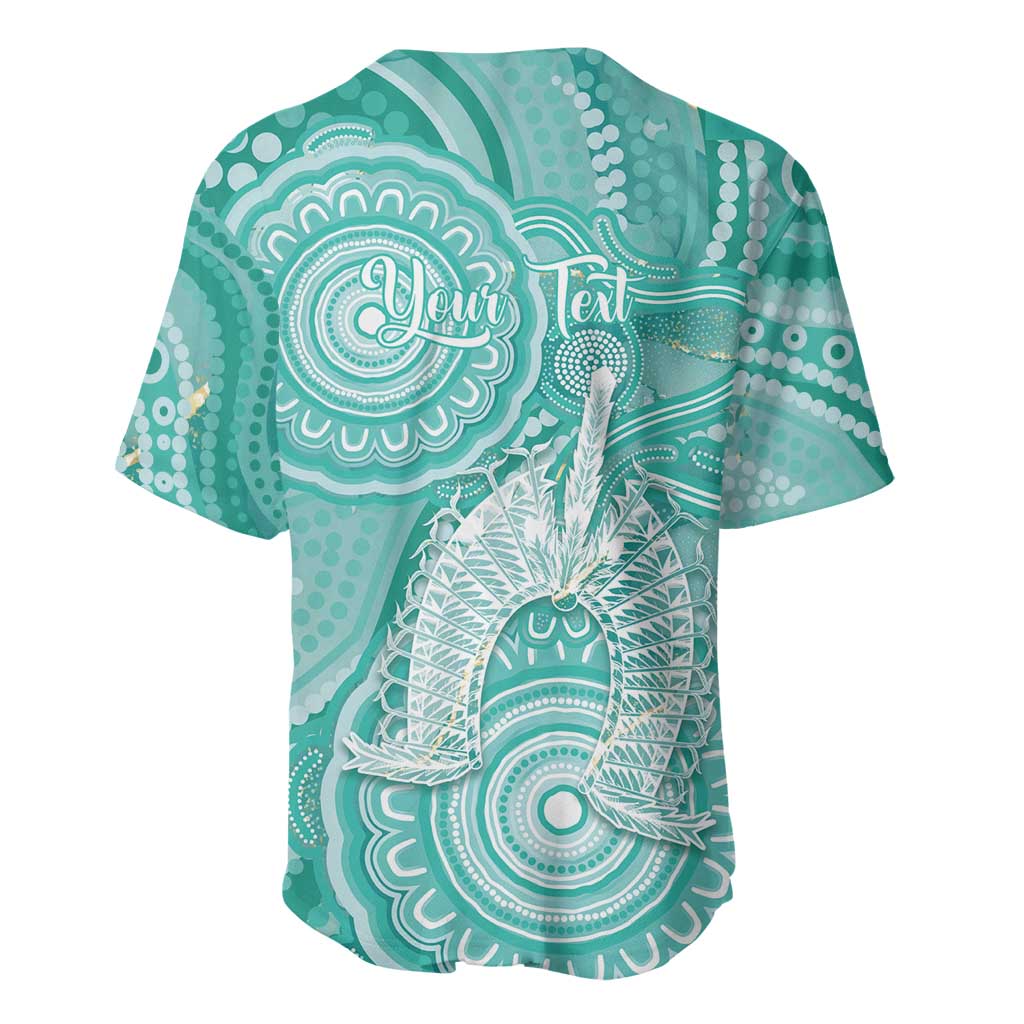 50 Years Deadly NAIDOC Week 2026 Personalised Baseball Jersey Dhari Cyan Indigenous Art