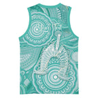 50 Years Deadly NAIDOC Week 2026 Personalised Basketball Jersey Dhari Cyan Indigenous Art