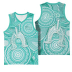 50 Years Deadly NAIDOC Week 2026 Personalised Basketball Jersey Dhari Cyan Indigenous Art