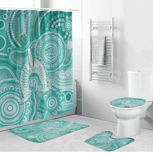 50 Years Deadly NAIDOC Week 2026 Personalised Bathroom Set Dhari Cyan Indigenous Art