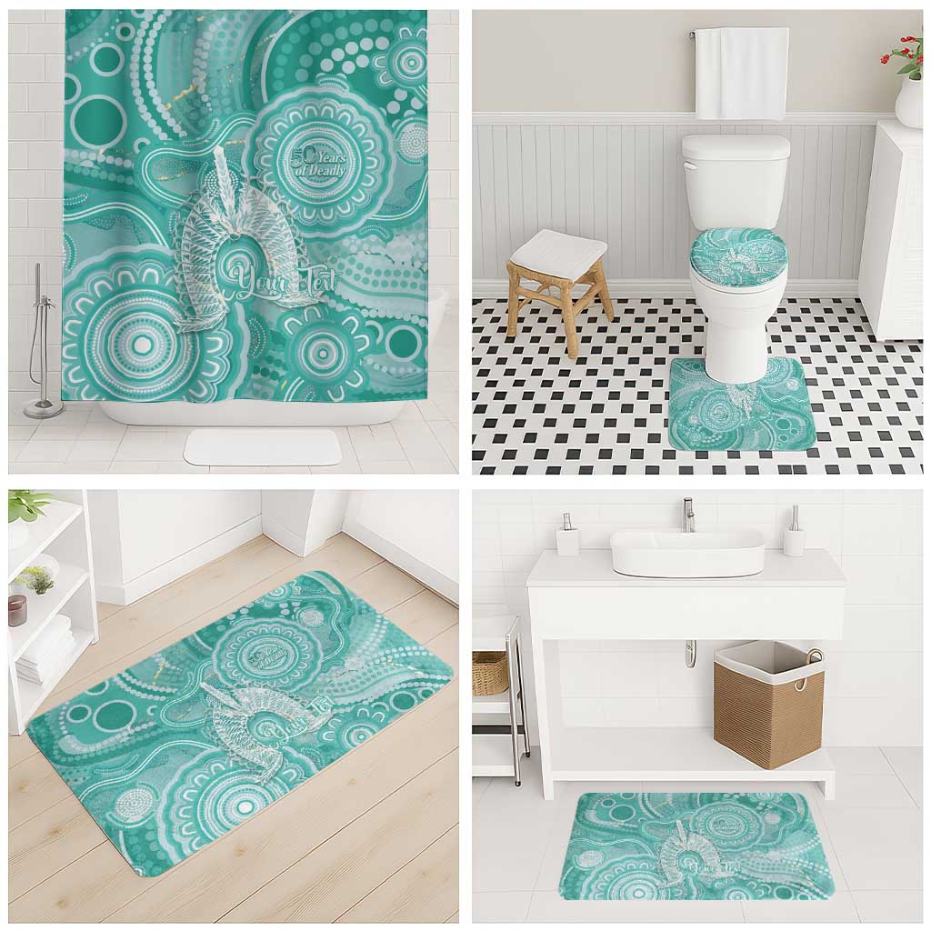 50 Years Deadly NAIDOC Week 2026 Personalised Bathroom Set Dhari Cyan Indigenous Art