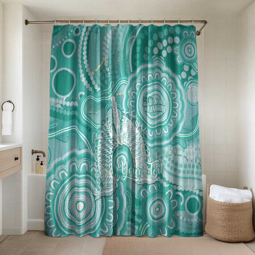 50 Years Deadly NAIDOC Week 2026 Personalised Bathroom Set Dhari Cyan Indigenous Art
