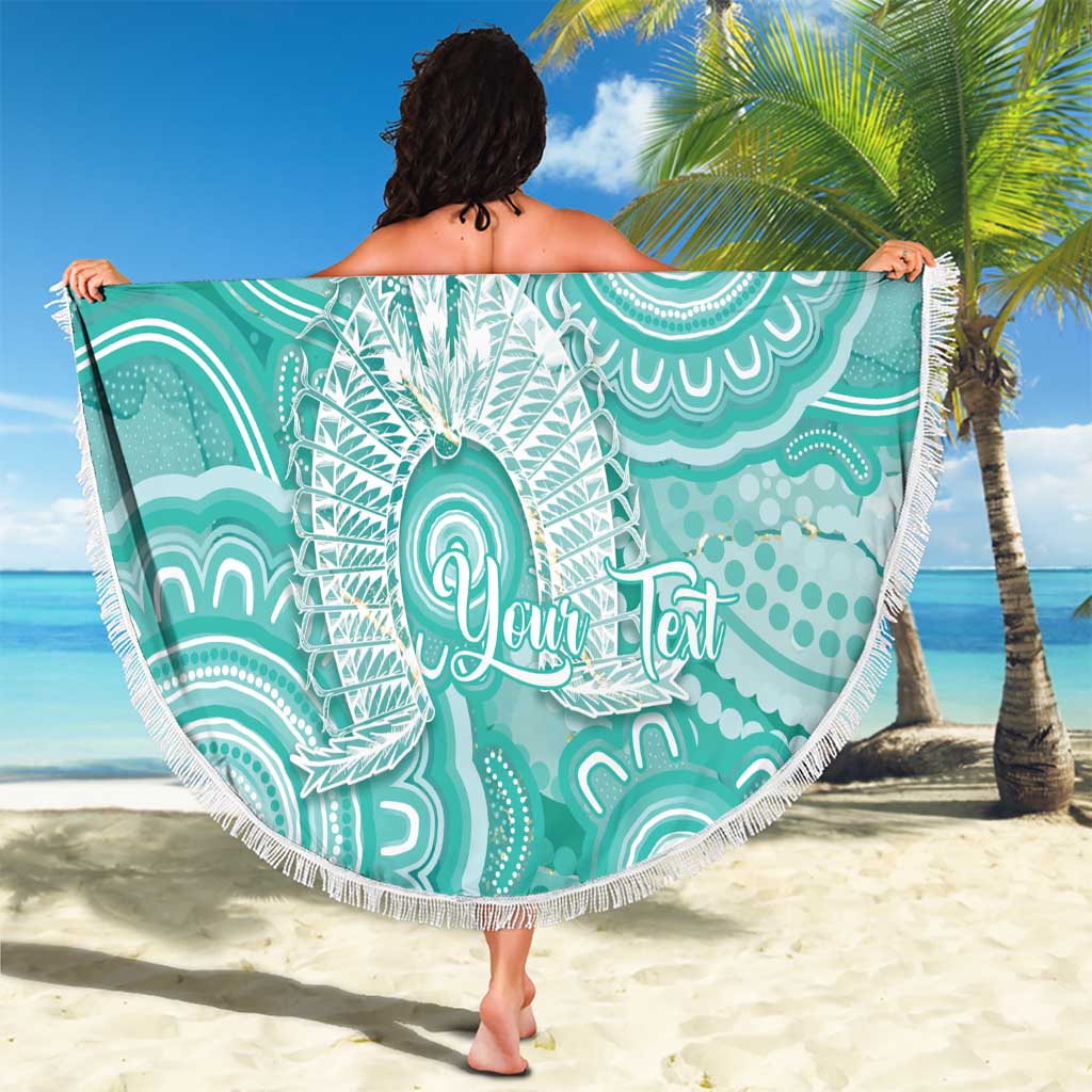 50 Years Deadly NAIDOC Week 2026 Personalised Beach Blanket Dhari Cyan Indigenous Art