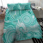 50 Years Deadly NAIDOC Week 2026 Personalised Bedding Set Dhari Cyan Indigenous Art