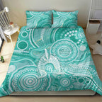 50 Years Deadly NAIDOC Week 2026 Personalised Bedding Set Dhari Cyan Indigenous Art