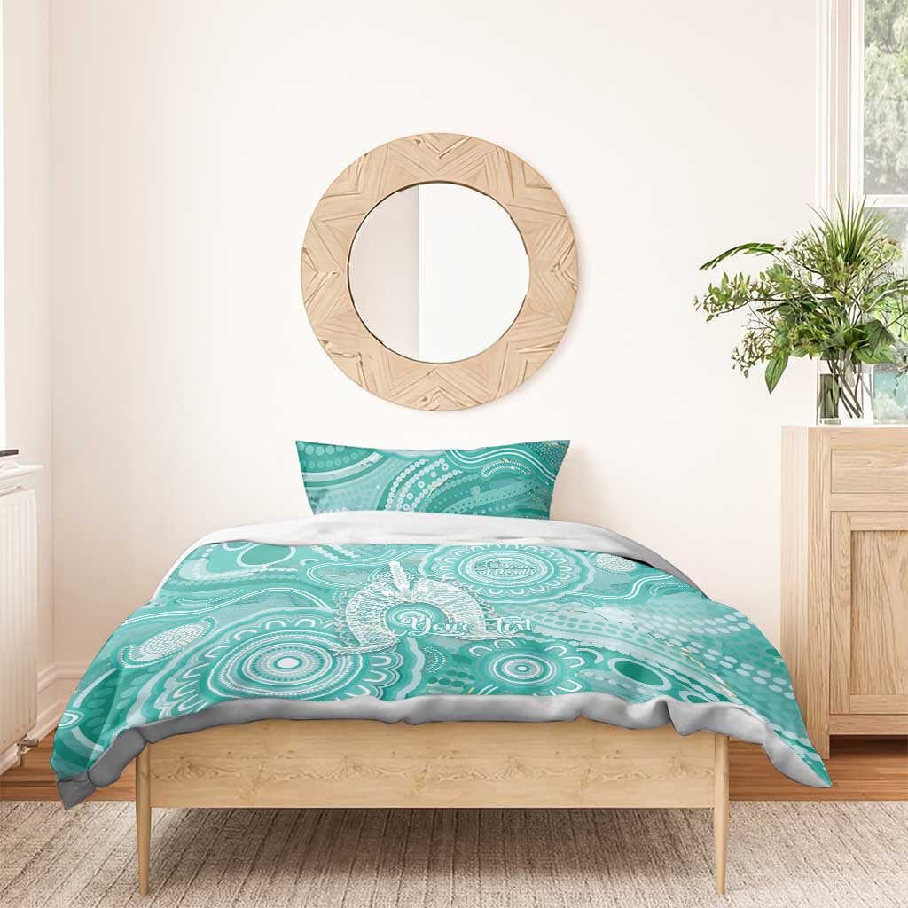 50 Years Deadly NAIDOC Week 2026 Personalised Bedding Set Dhari Cyan Indigenous Art