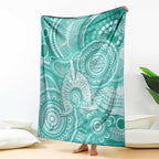 50 Years Deadly NAIDOC Week 2026 Personalised Blanket Dhari Cyan Indigenous Art
