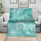 50 Years Deadly NAIDOC Week 2026 Personalised Blanket Dhari Cyan Indigenous Art