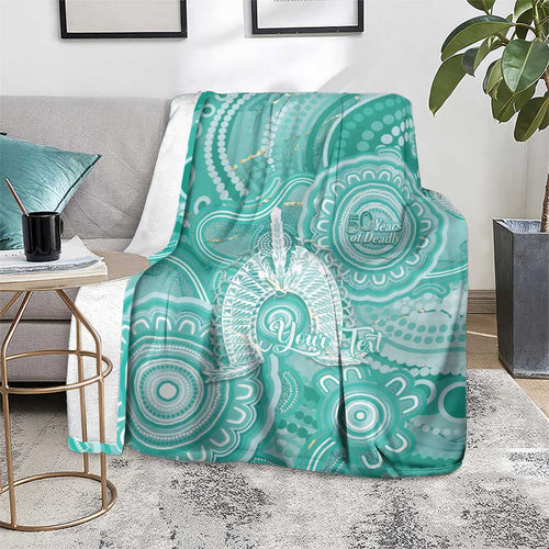 50 Years Deadly NAIDOC Week 2026 Personalised Blanket Dhari Cyan Indigenous Art