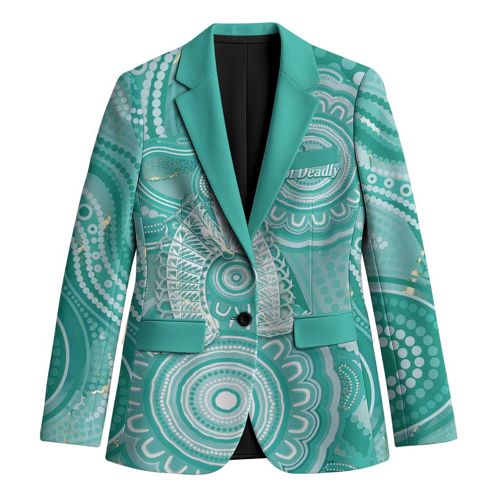 50 Years Deadly NAIDOC Week 2026 Personalised Blazer Dhari Cyan Indigenous Art