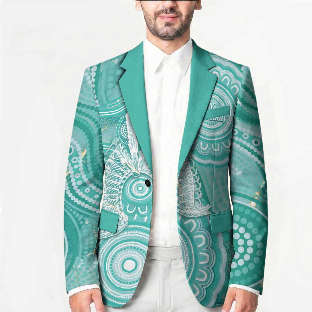 50 Years Deadly NAIDOC Week 2026 Personalised Blazer Dhari Cyan Indigenous Art