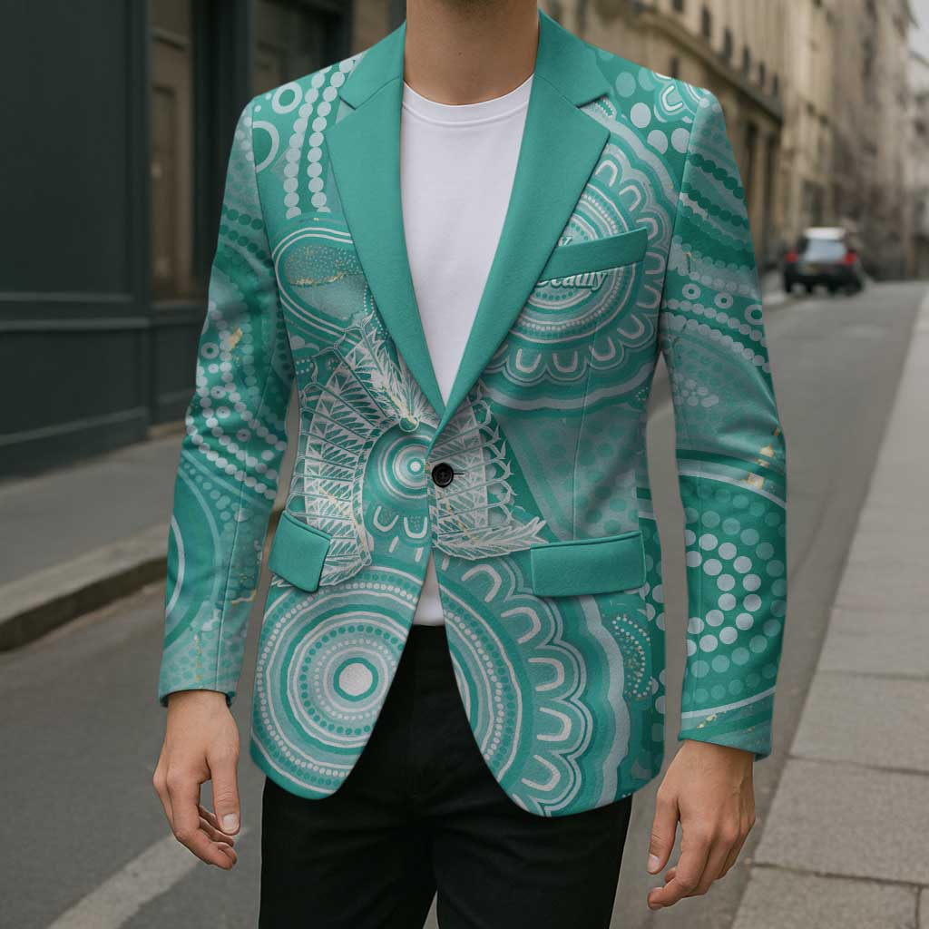 50 Years Deadly NAIDOC Week 2026 Personalised Blazer Dhari Cyan Indigenous Art