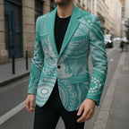 50 Years Deadly NAIDOC Week 2026 Personalised Blazer Dhari Cyan Indigenous Art