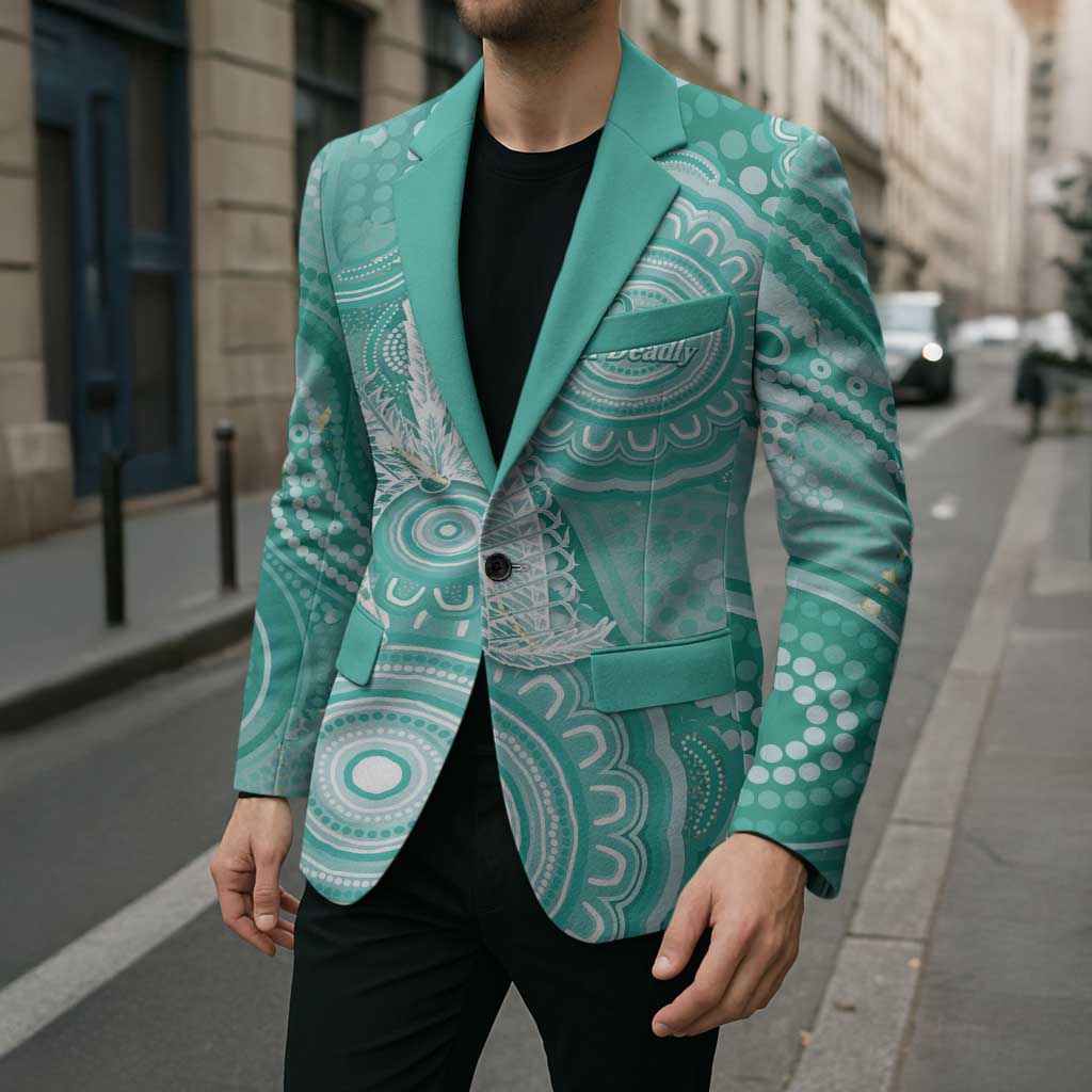 50 Years Deadly NAIDOC Week 2026 Personalised Blazer Dhari Cyan Indigenous Art