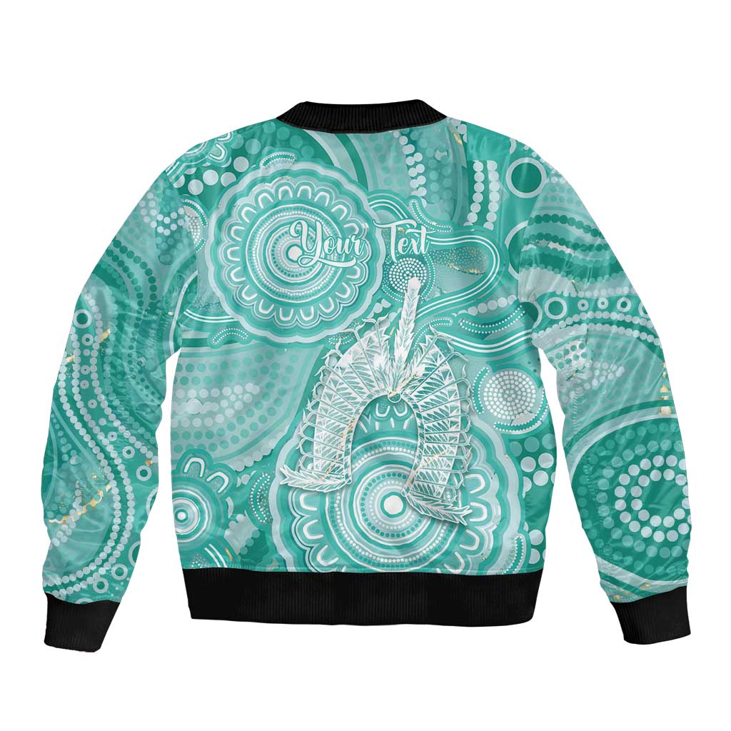 50 Years Deadly NAIDOC Week 2026 Personalised Bomber Jacket Dhari Cyan Indigenous Art