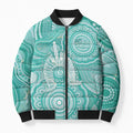 50 Years Deadly NAIDOC Week 2026 Personalised Bomber Puffer Jacket Dhari Cyan Indigenous Art