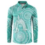 50 Years Deadly NAIDOC Week 2026 Personalised Button Sweatshirt Dhari Cyan Indigenous Art