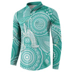 50 Years Deadly NAIDOC Week 2026 Personalised Button Sweatshirt Dhari Cyan Indigenous Art