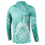 50 Years Deadly NAIDOC Week 2026 Personalised Button Sweatshirt Dhari Cyan Indigenous Art