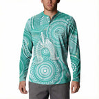 50 Years Deadly NAIDOC Week 2026 Personalised Button Sweatshirt Dhari Cyan Indigenous Art
