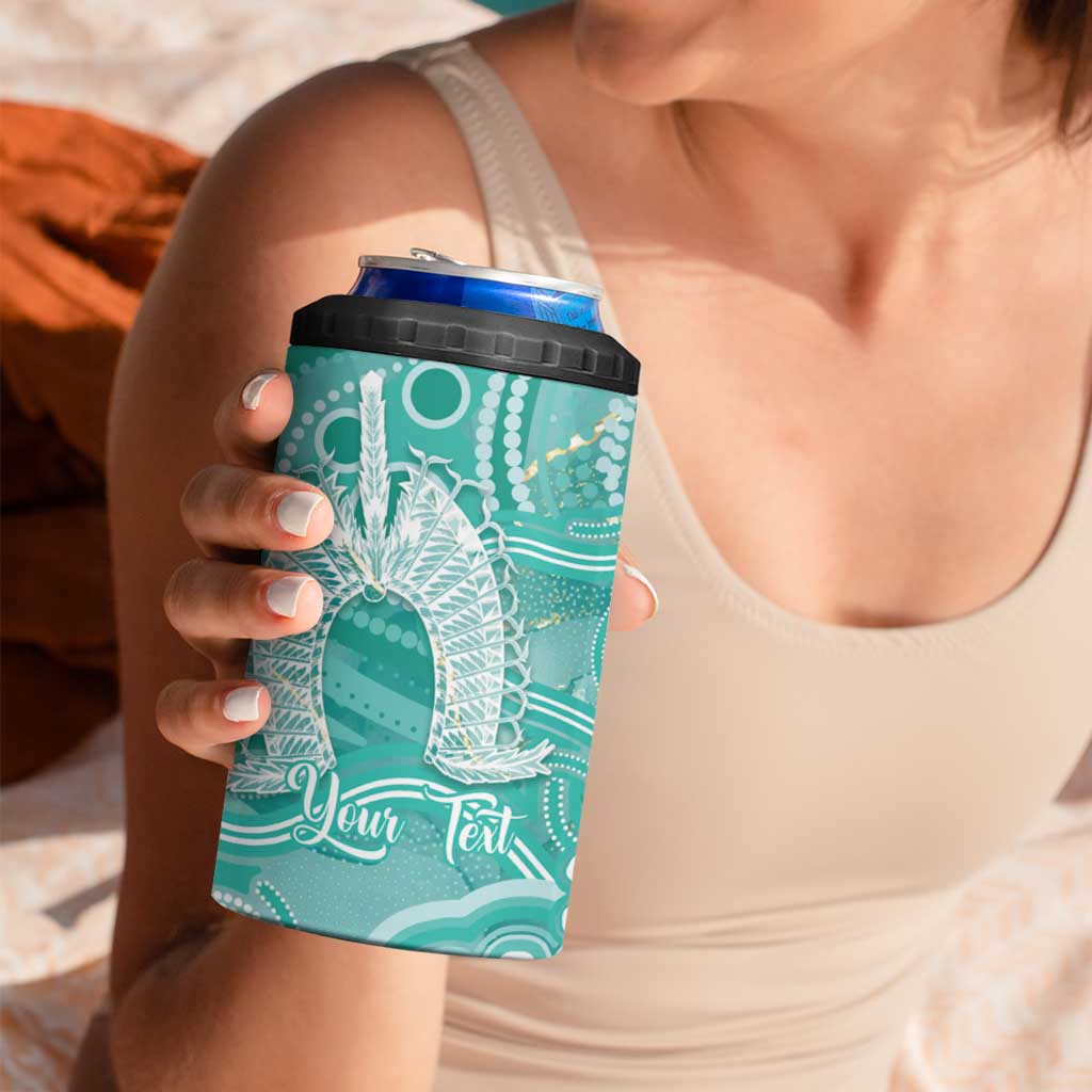 50 Years Deadly NAIDOC Week 2026 Personalised 4 in 1 Can Cooler Tumbler Dhari Cyan Indigenous Art