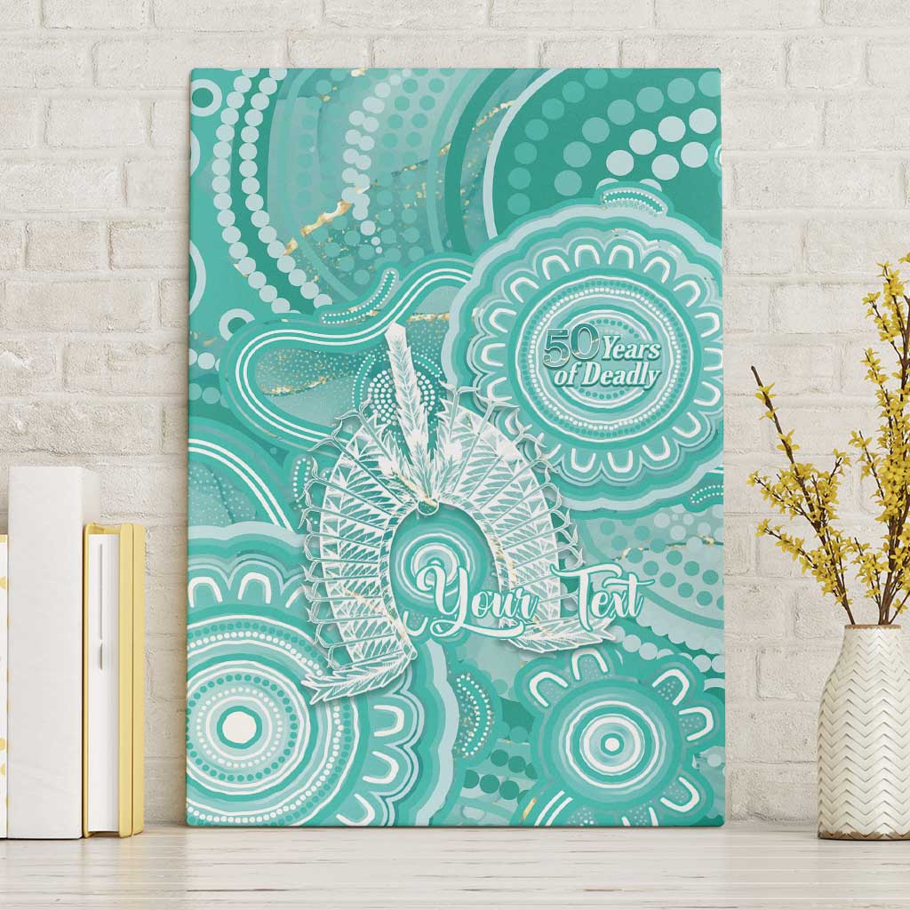 50 Years Deadly NAIDOC Week 2026 Personalised Canvas Wall Art Dhari Cyan Indigenous Art