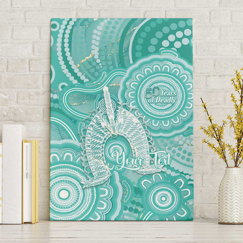 50 Years Deadly NAIDOC Week 2026 Personalised Canvas Wall Art Dhari Cyan Indigenous Art