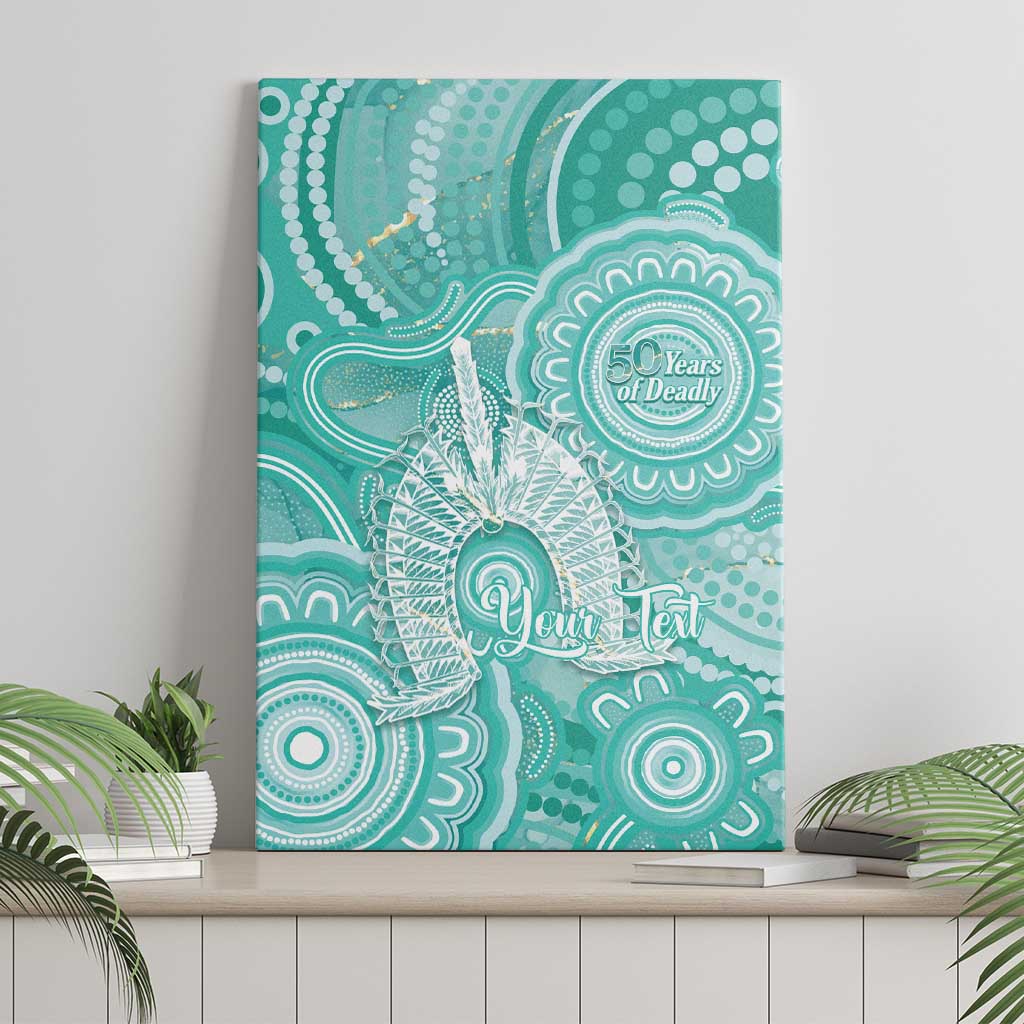 50 Years Deadly NAIDOC Week 2026 Personalised Canvas Wall Art Dhari Cyan Indigenous Art