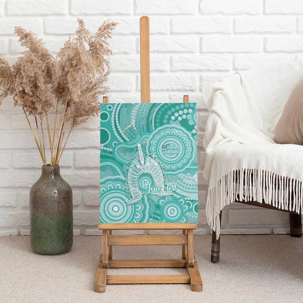 50 Years Deadly NAIDOC Week 2026 Personalised Canvas Wall Art Dhari Cyan Indigenous Art