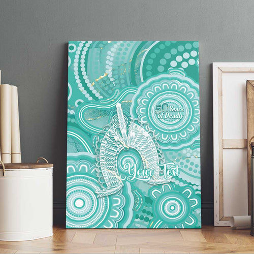 50 Years Deadly NAIDOC Week 2026 Personalised Canvas Wall Art Dhari Cyan Indigenous Art