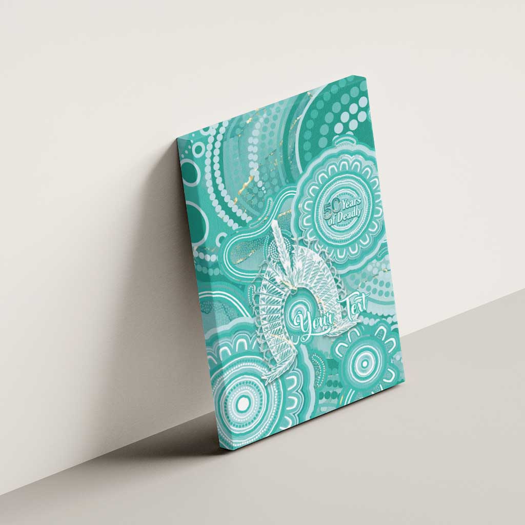 50 Years Deadly NAIDOC Week 2026 Personalised Canvas Wall Art Dhari Cyan Indigenous Art