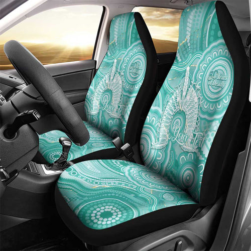 50 Years Deadly NAIDOC Week 2026 Personalised Car Seat Cover Dhari Cyan Indigenous Art