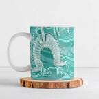 50 Years Deadly NAIDOC Week 2026 Personalised Ceramic Mug Dhari Cyan Indigenous Art