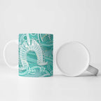 50 Years Deadly NAIDOC Week 2026 Personalised Ceramic Mug Dhari Cyan Indigenous Art