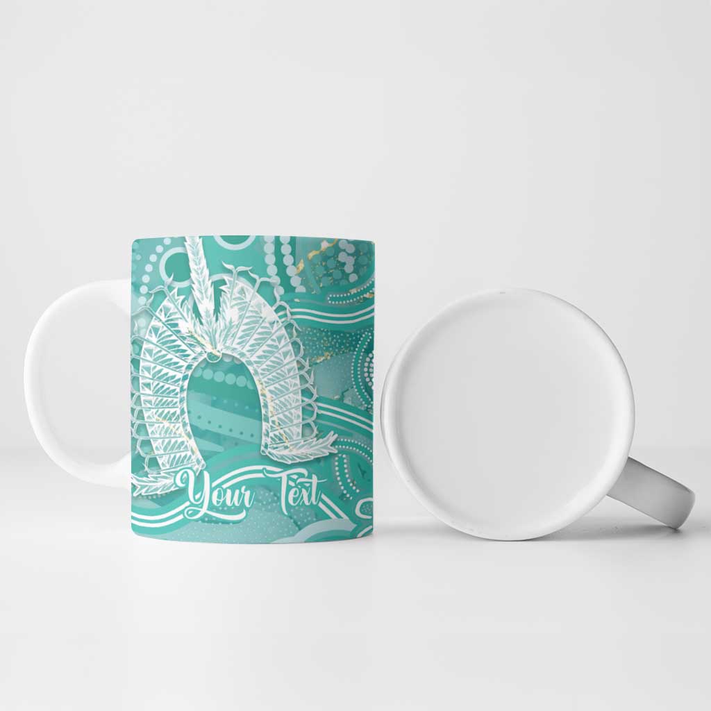 50 Years Deadly NAIDOC Week 2026 Personalised Ceramic Mug Dhari Cyan Indigenous Art