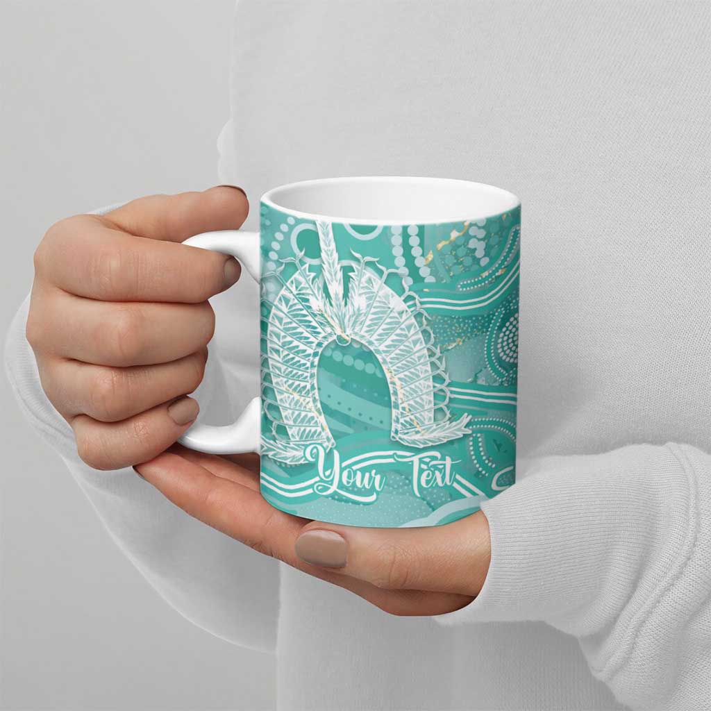 50 Years Deadly NAIDOC Week 2026 Personalised Ceramic Mug Dhari Cyan Indigenous Art